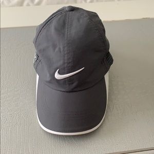 Gray and white nike hat